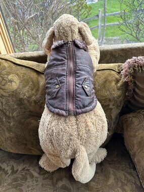 Dog Faux Leather Bomber Jacket by Wag-a-Tude Brown